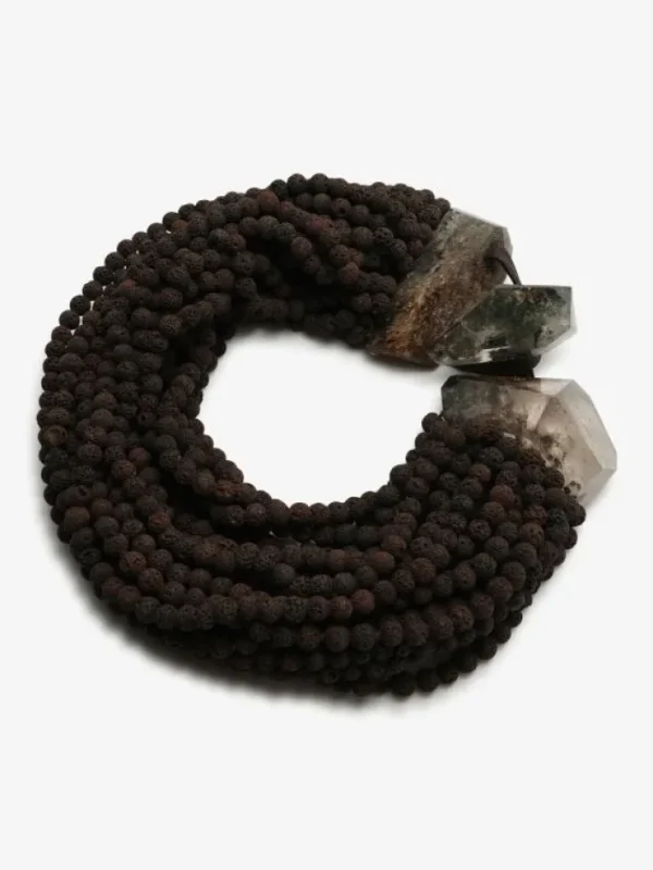 Monies Necklace: garden quartz, lava stone