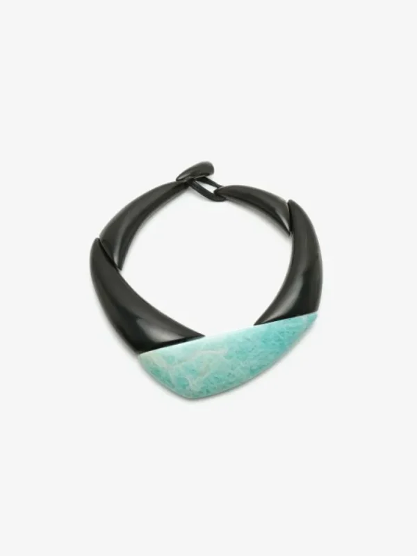 Monies Necklace: horn, amazonite