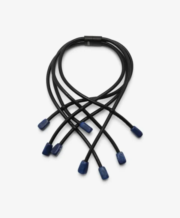 Monies Necklace: lapis lazuli, leather, ebony
