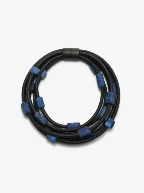 Monies Necklace: lapis lazuli, leather