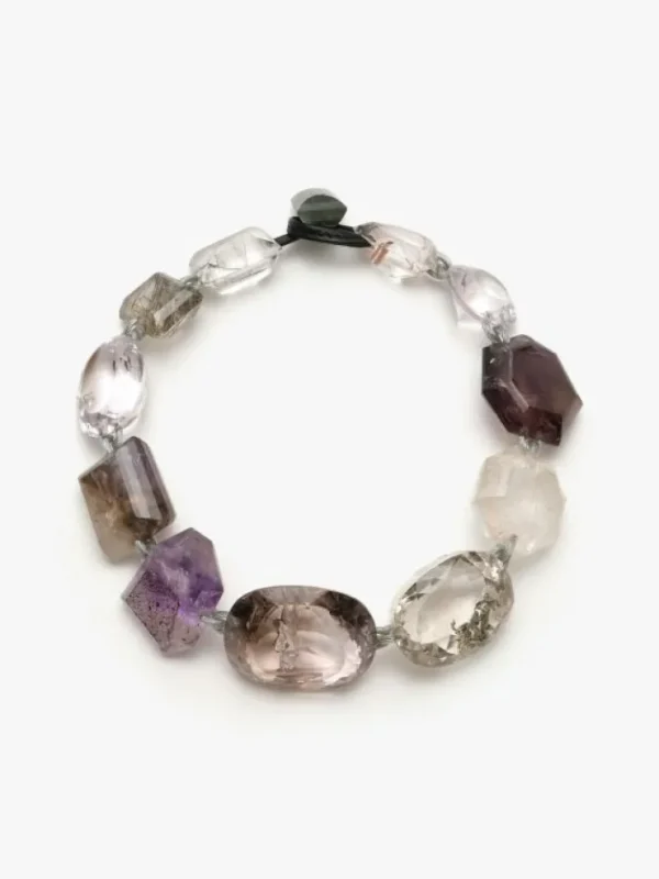 Monies Necklace: rutilated quartz, amethyst