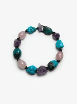 Monies Necklace: turquoise, rose quartz, amethyst
