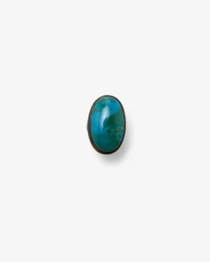 Monies Ring: chrysocolla, ebony, leather
