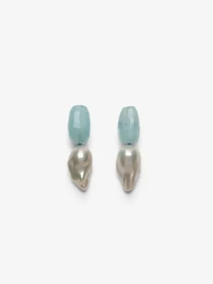 Monies Stud earrings: aquamarine, pearl