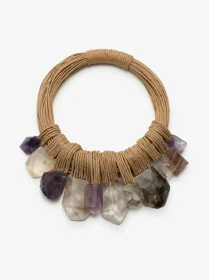 Monies 50th anniversary necklace: amethyst, crystal, quartz