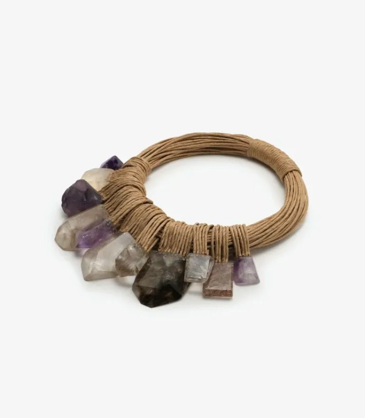 Monies 50th anniversary necklace: amethyst, crystal, quartz